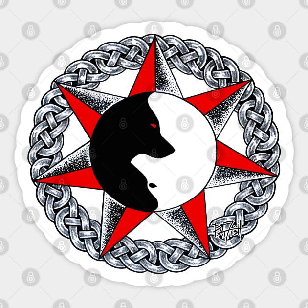 Wolf Star Cherokee Celtic Shield Sticker by patfish